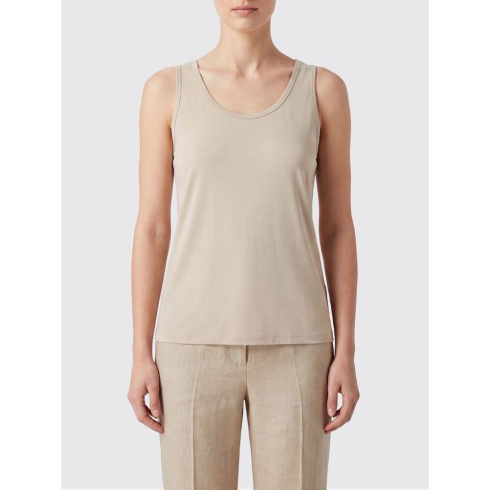 Max Mara Women Max Mara Sleeveless U-Neck Slim Fit Criªpe De Chine Top